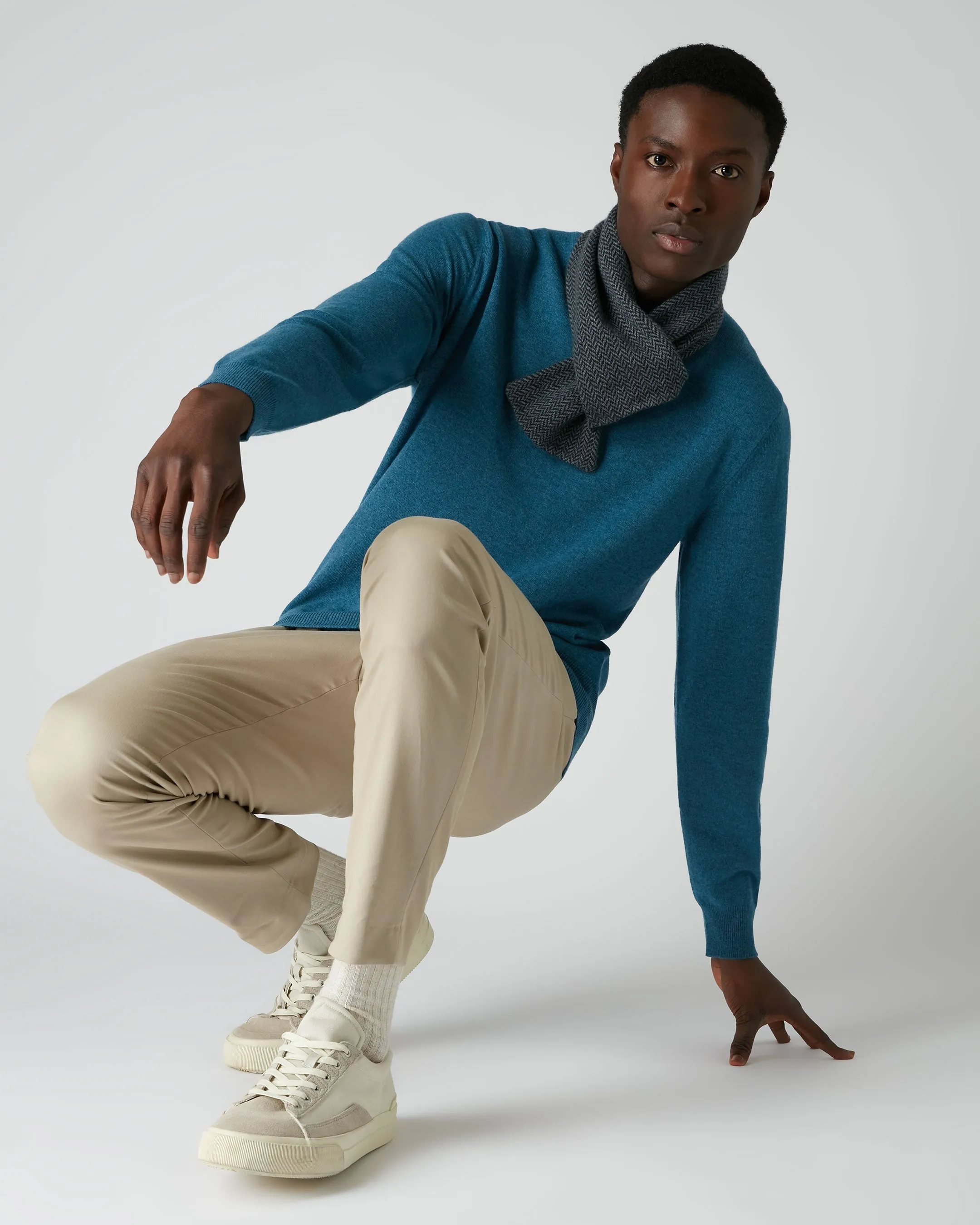 007 Crew Neck Cashmere Jumper Blue Wave