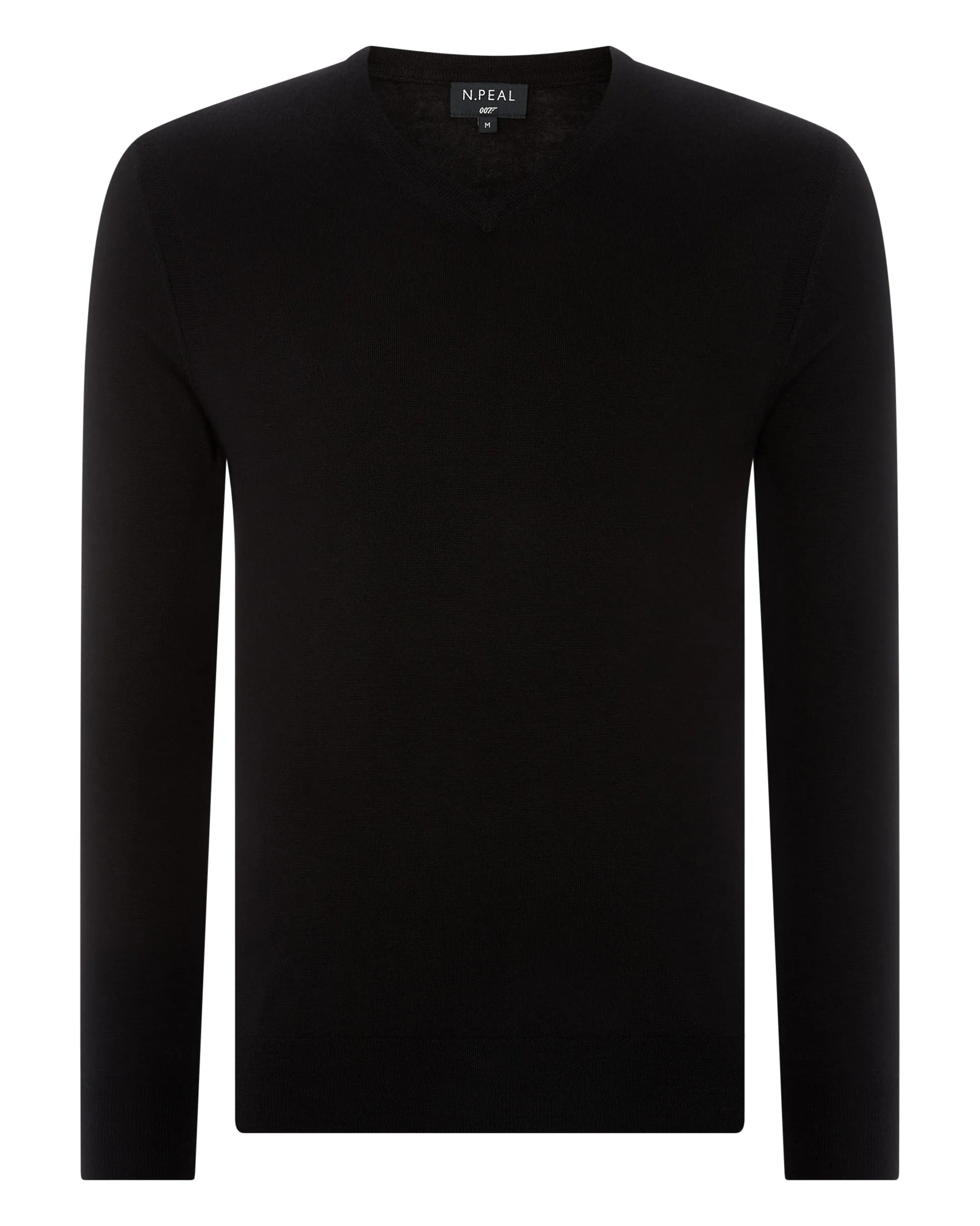 007 Fine Gauge Cashmere V Neck Jumper Black