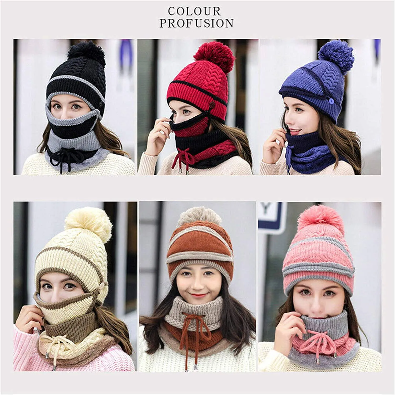 2022 New 3 in 1 Winter Beanie Set