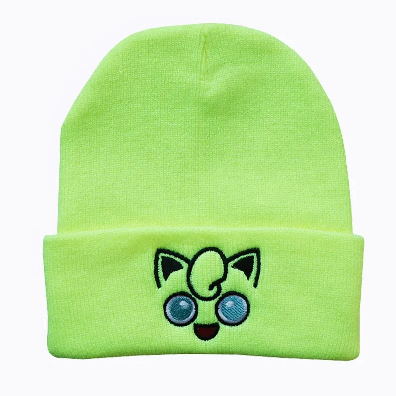 Anime Pokemon Knitted Hat Pikachu Gengar Dolls Pullover Warm Wool Cold Cap Boys Girls Embroidered Hip-Hop Woolen Hat Toys Gifts