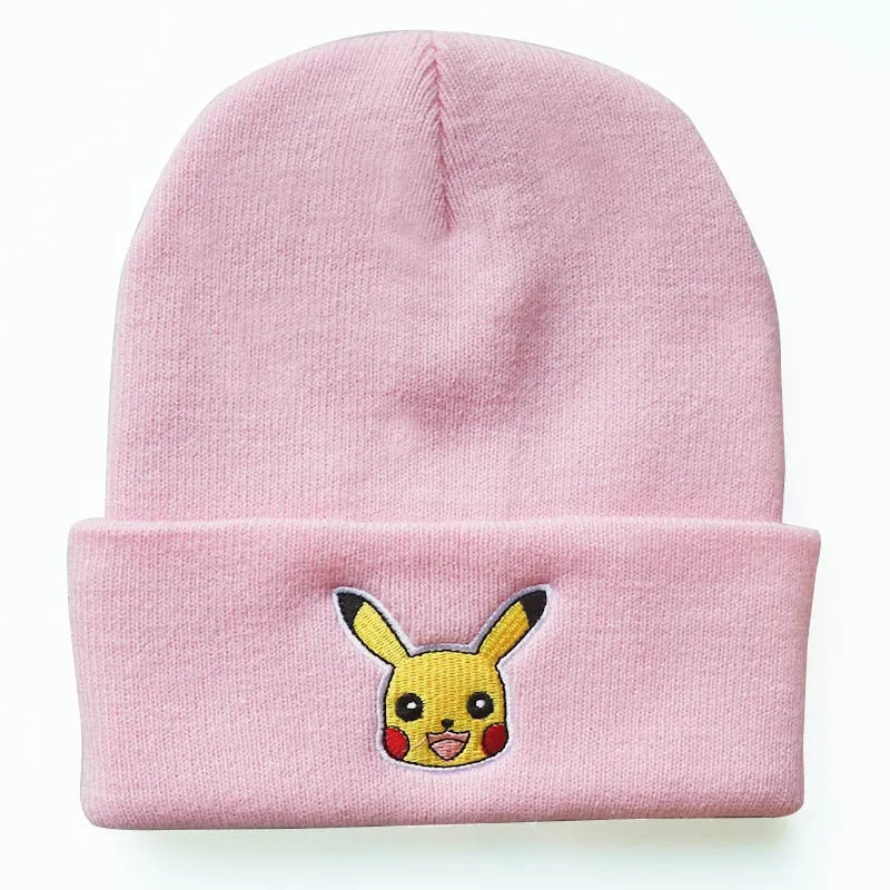 Anime Pokemon Knitted Hat Pikachu Gengar Dolls Pullover Warm Wool Cold Cap Boys Girls Embroidered Hip-Hop Woolen Hat Toys Gifts