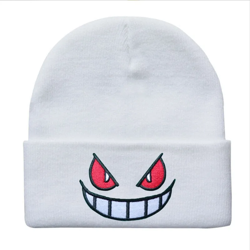 Anime Pokemon Knitted Hat Pikachu Gengar Dolls Pullover Warm Wool Cold Cap Boys Girls Embroidered Hip-Hop Woolen Hat Toys Gifts