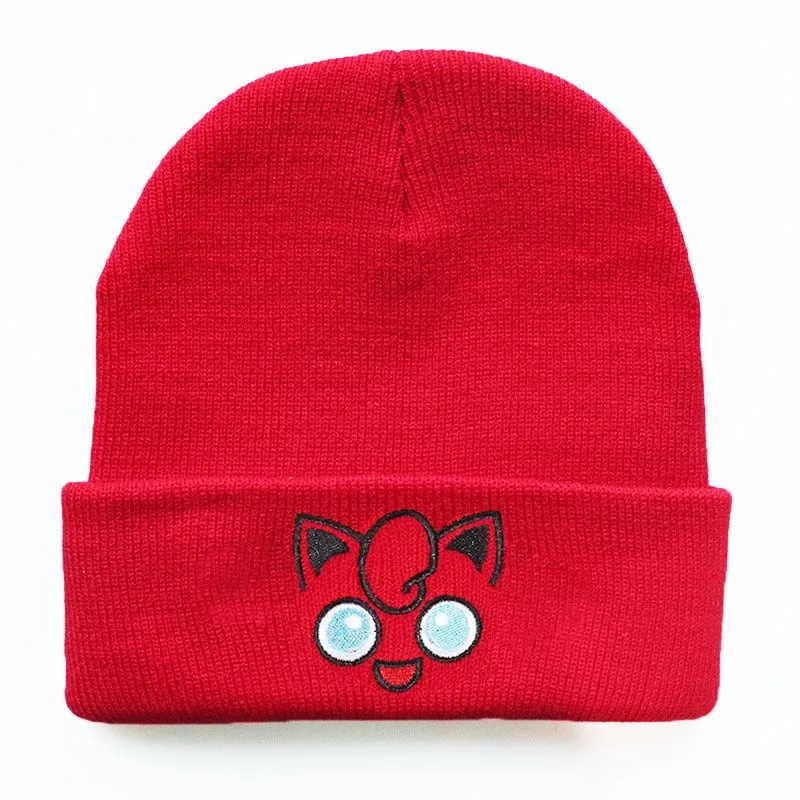 Anime Pokemon Knitted Hat Pikachu Gengar Dolls Pullover Warm Wool Cold Cap Boys Girls Embroidered Hip-Hop Woolen Hat Toys Gifts