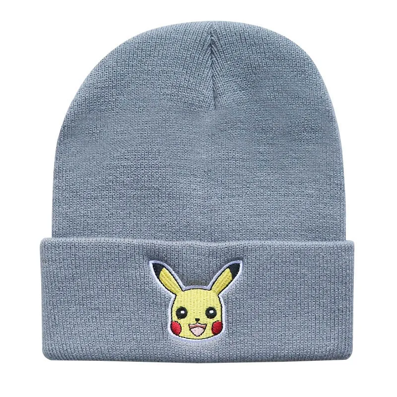 Anime Pokemon Knitted Hat Pikachu Gengar Dolls Pullover Warm Wool Cold Cap Boys Girls Embroidered Hip-Hop Woolen Hat Toys Gifts