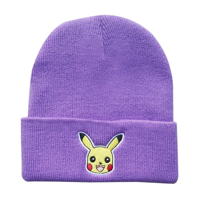 Anime Pokemon Knitted Hat Pikachu Gengar Dolls Pullover Warm Wool Cold Cap Boys Girls Embroidered Hip-Hop Woolen Hat Toys Gifts