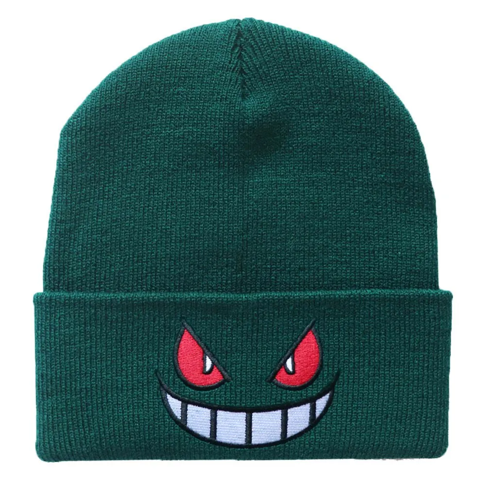 Anime Pokemon Knitted Hat Pikachu Gengar Dolls Pullover Warm Wool Cold Cap Boys Girls Embroidered Hip-Hop Woolen Hat Toys Gifts