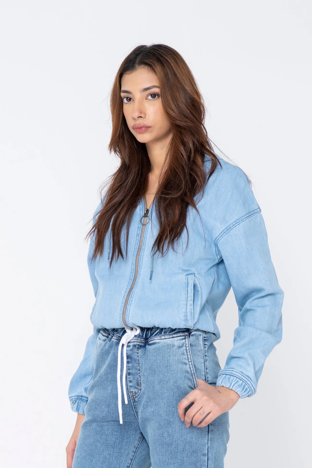 Denim hooded jacket