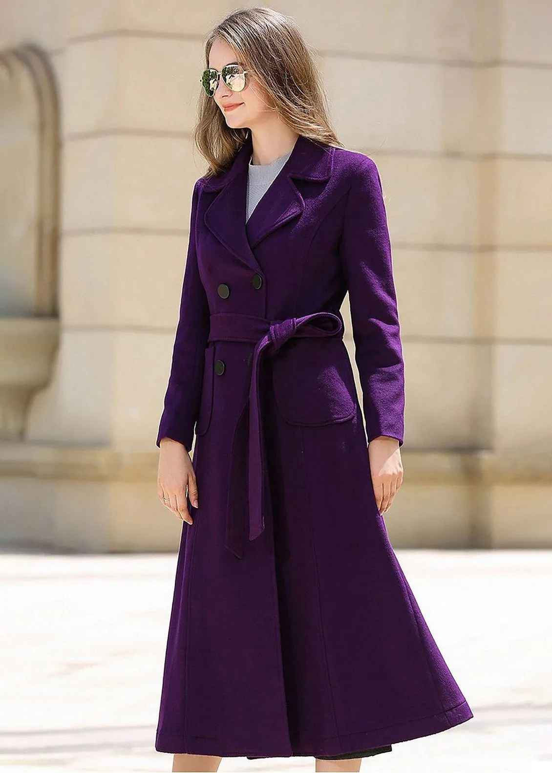 Darlene Wool Blend Double Breasted Long Coat