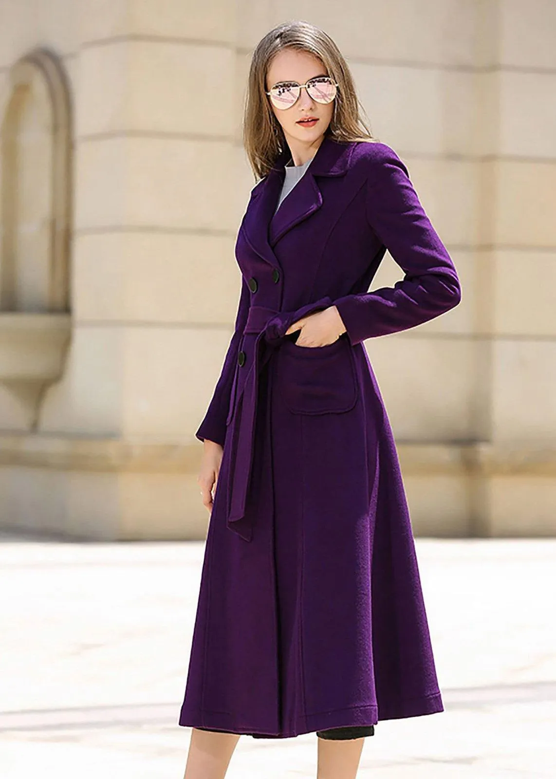 Darlene Wool Blend Double Breasted Long Coat