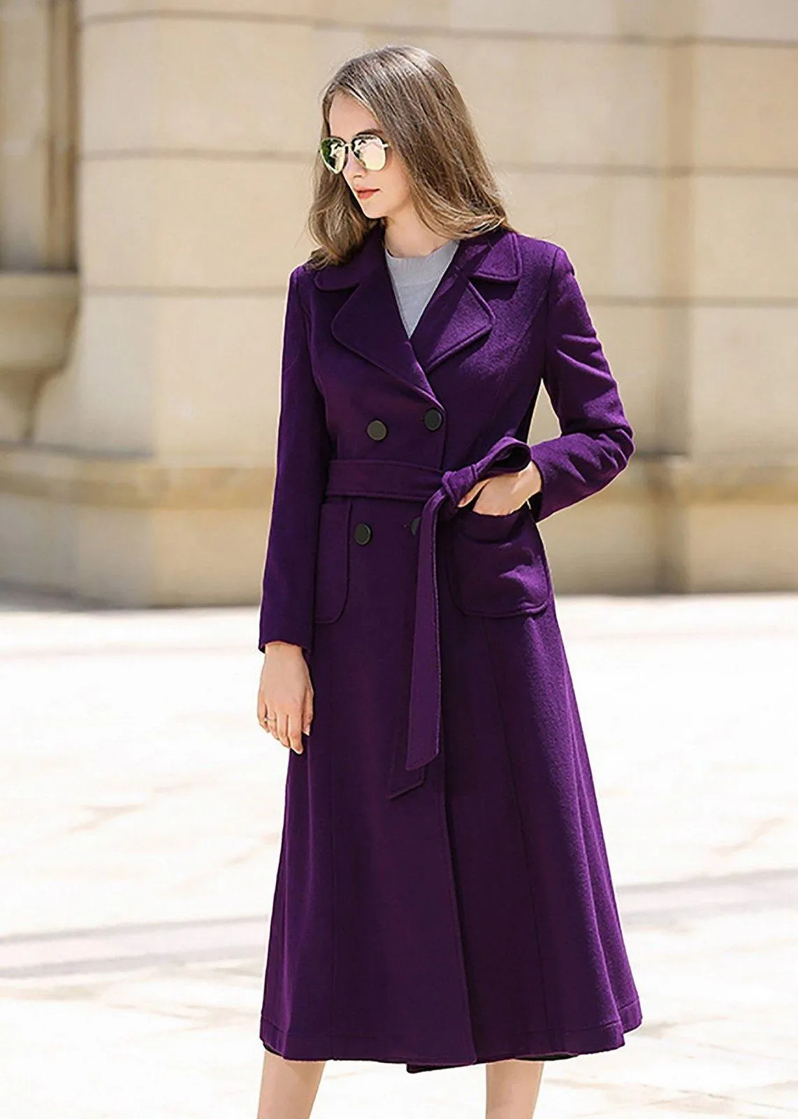 Darlene Wool Blend Double Breasted Long Coat