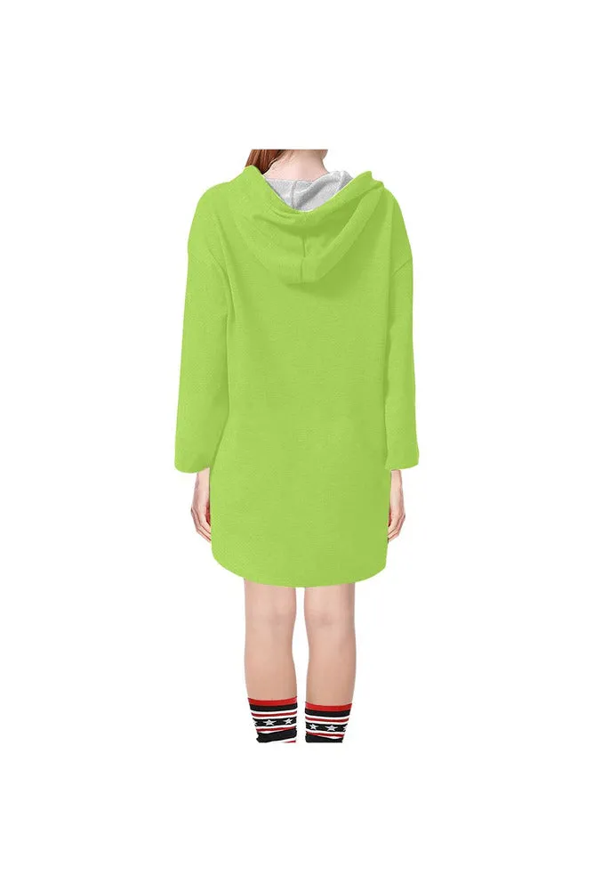 Lime Green Step Hem Tunic Hoodie for Women (Model H25)