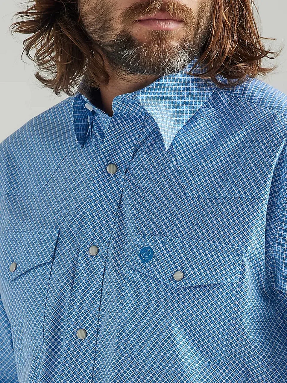 'George Strait' Men's Printed Snap Front - Blue