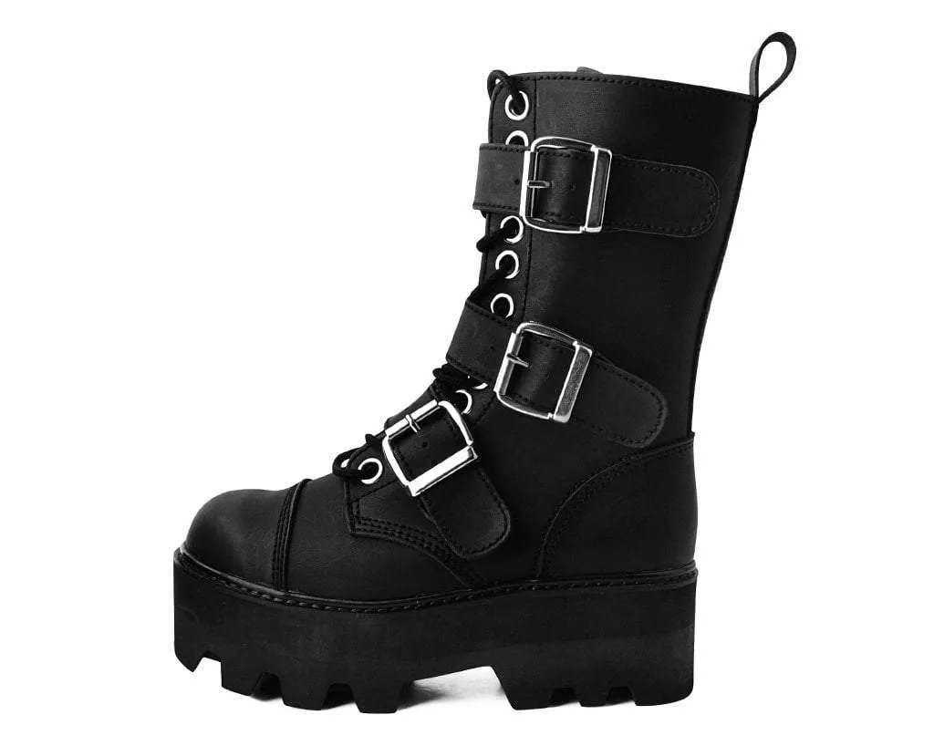 Black 12-Eye 3-Strap Dino Boot