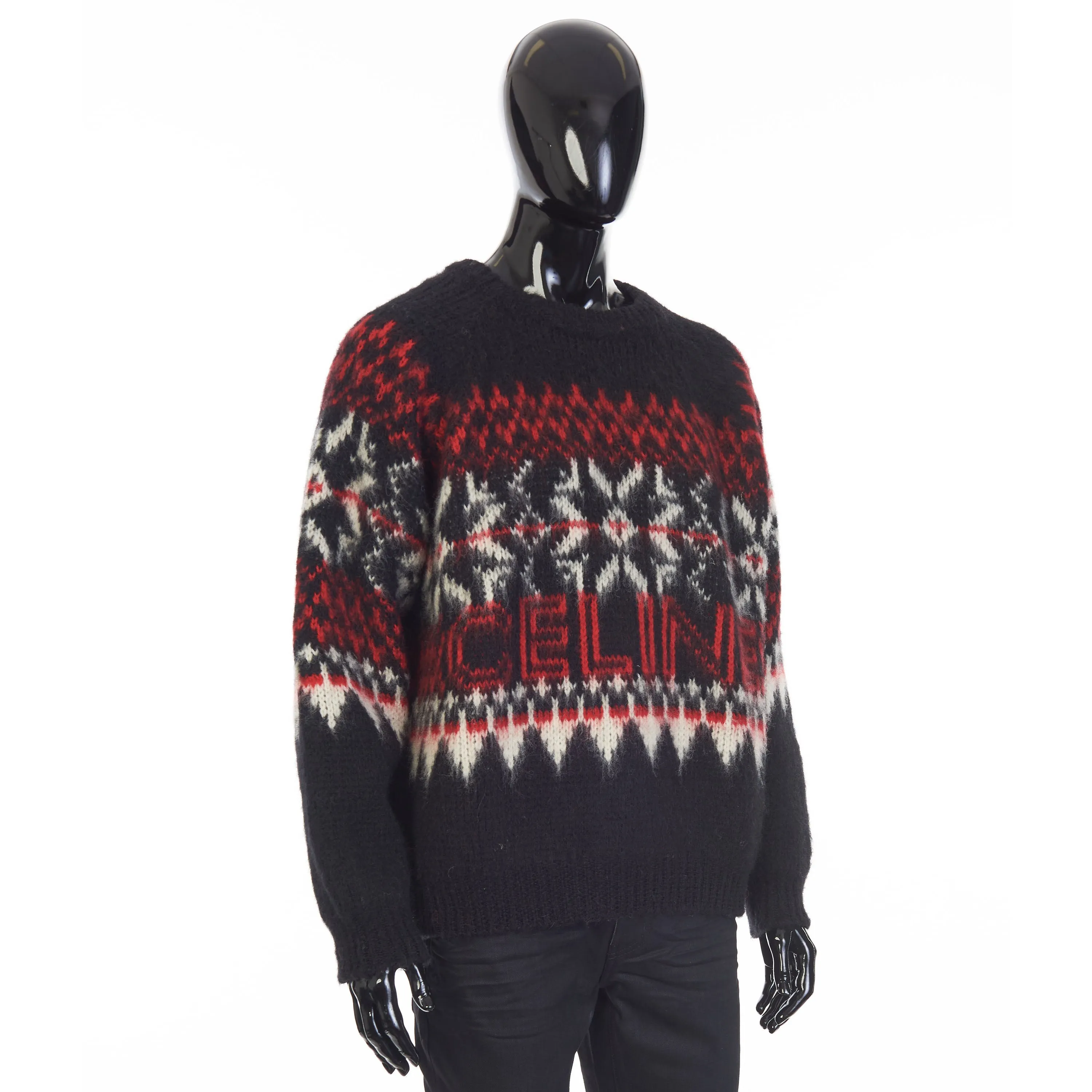 Boxy Crew Neck Sweater In Multicolour Snowflake Jacquard Wool