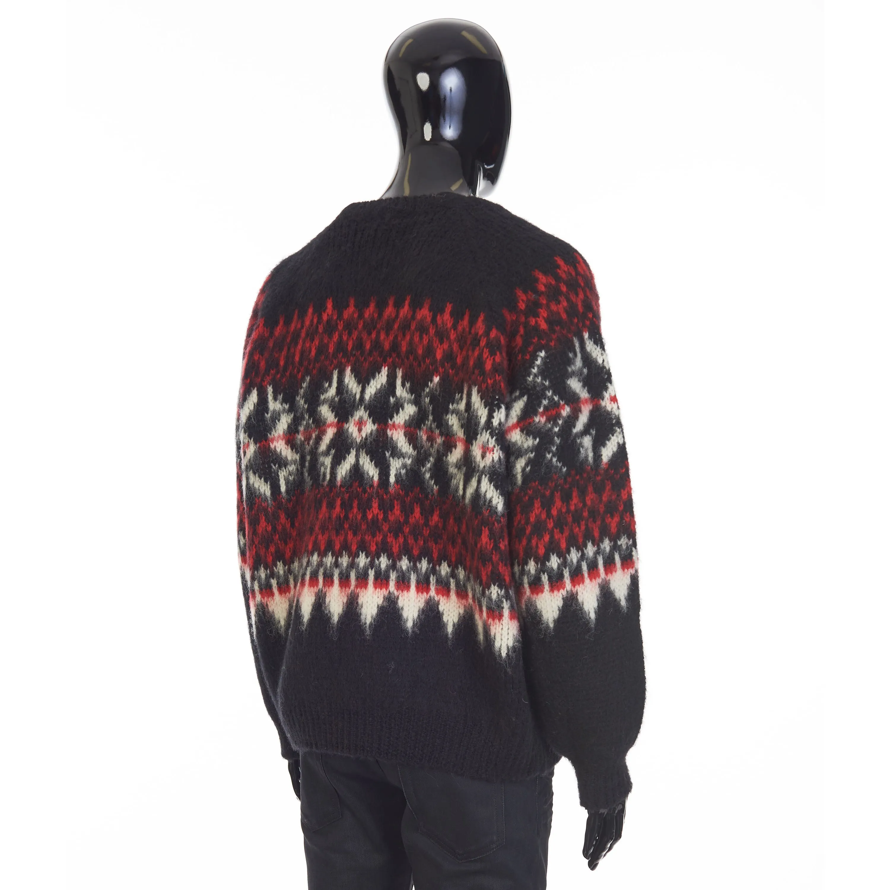 Boxy Crew Neck Sweater In Multicolour Snowflake Jacquard Wool