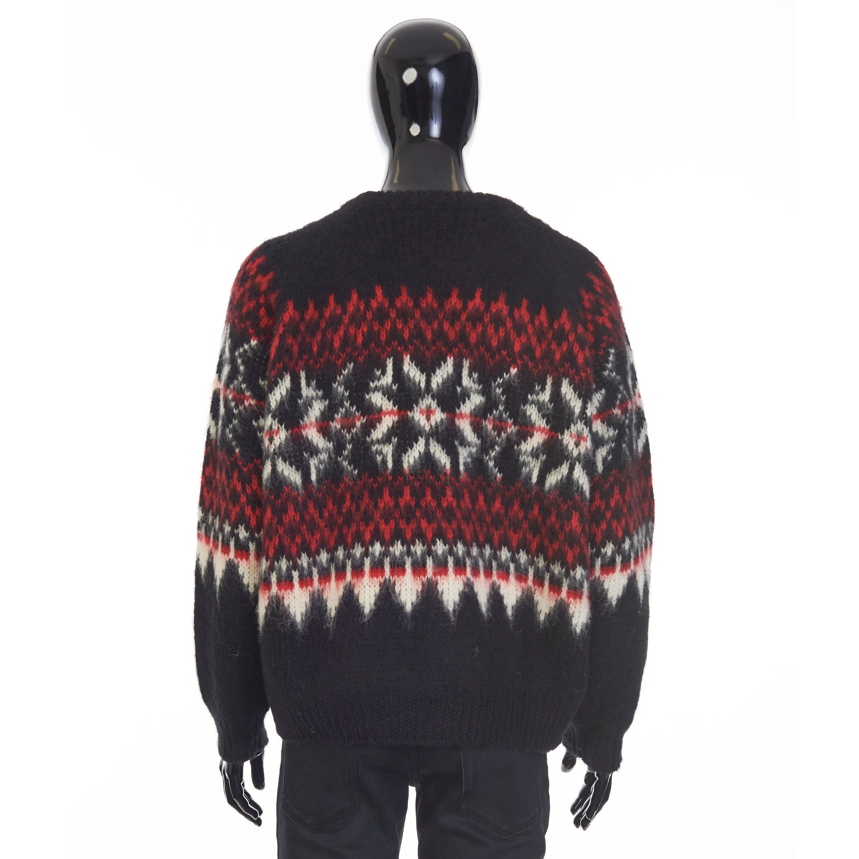 Boxy Crew Neck Sweater In Multicolour Snowflake Jacquard Wool