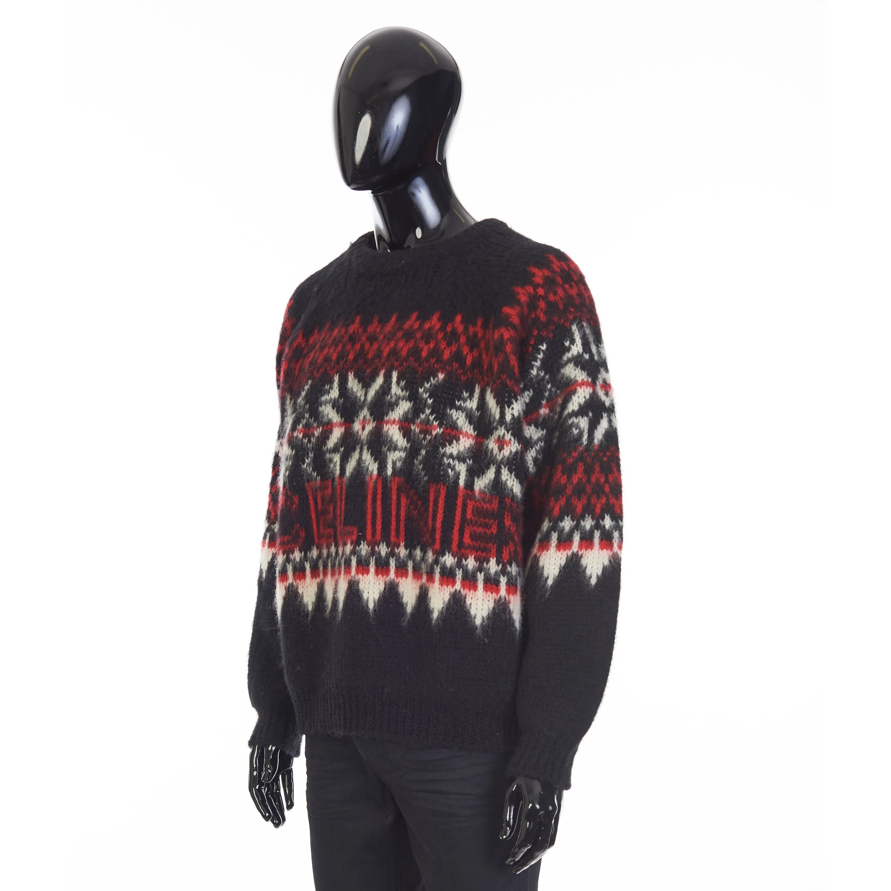 Boxy Crew Neck Sweater In Multicolour Snowflake Jacquard Wool