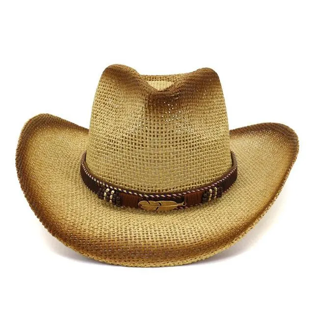 Brown Paper Straw Cowboy Hat