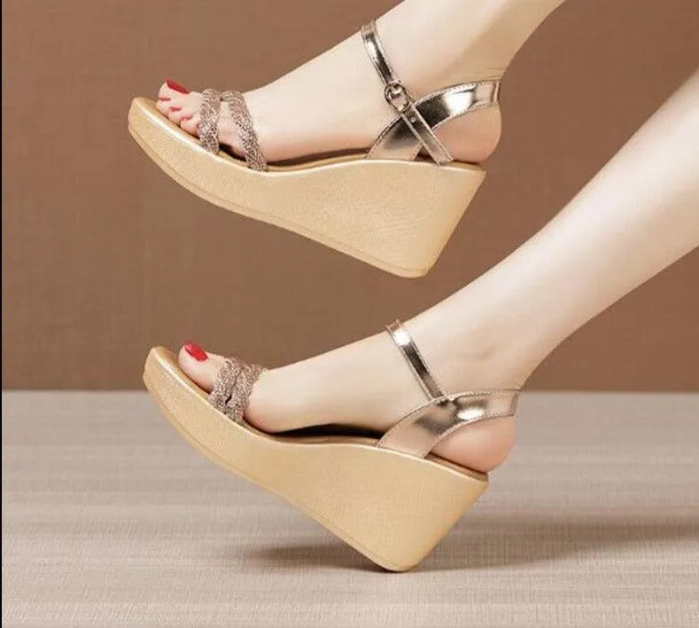 Stylish Double-Strap Wedge Sandals for Women - Trendy and Comfortable Footwear