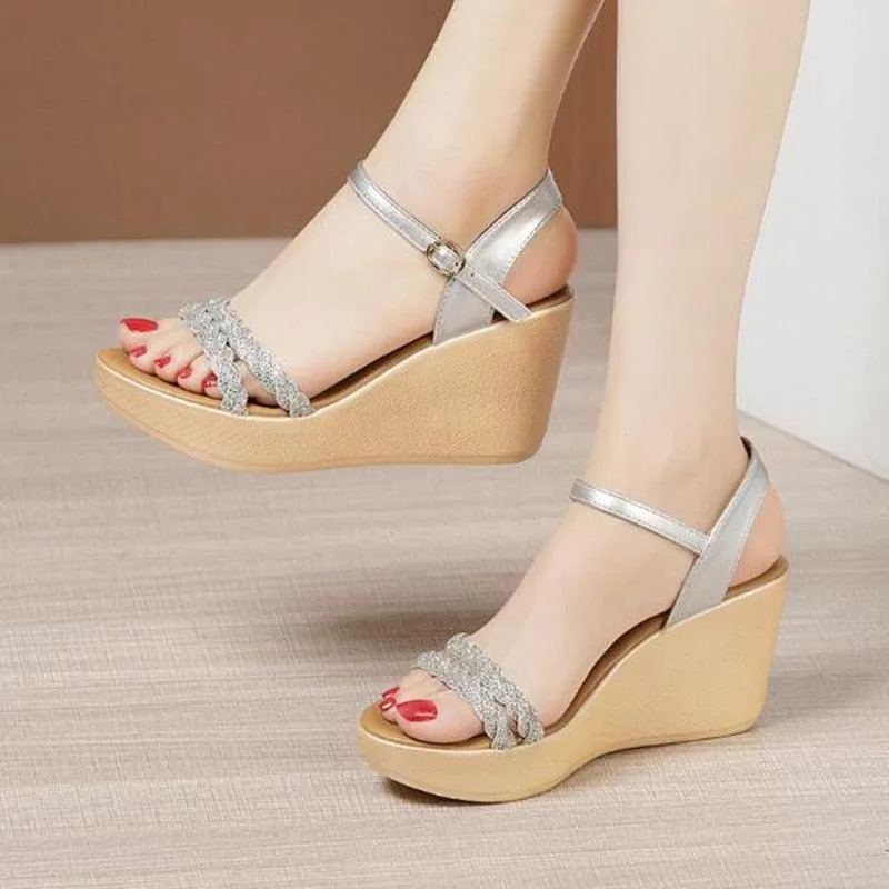 Stylish Double-Strap Wedge Sandals for Women - Trendy and Comfortable Footwear