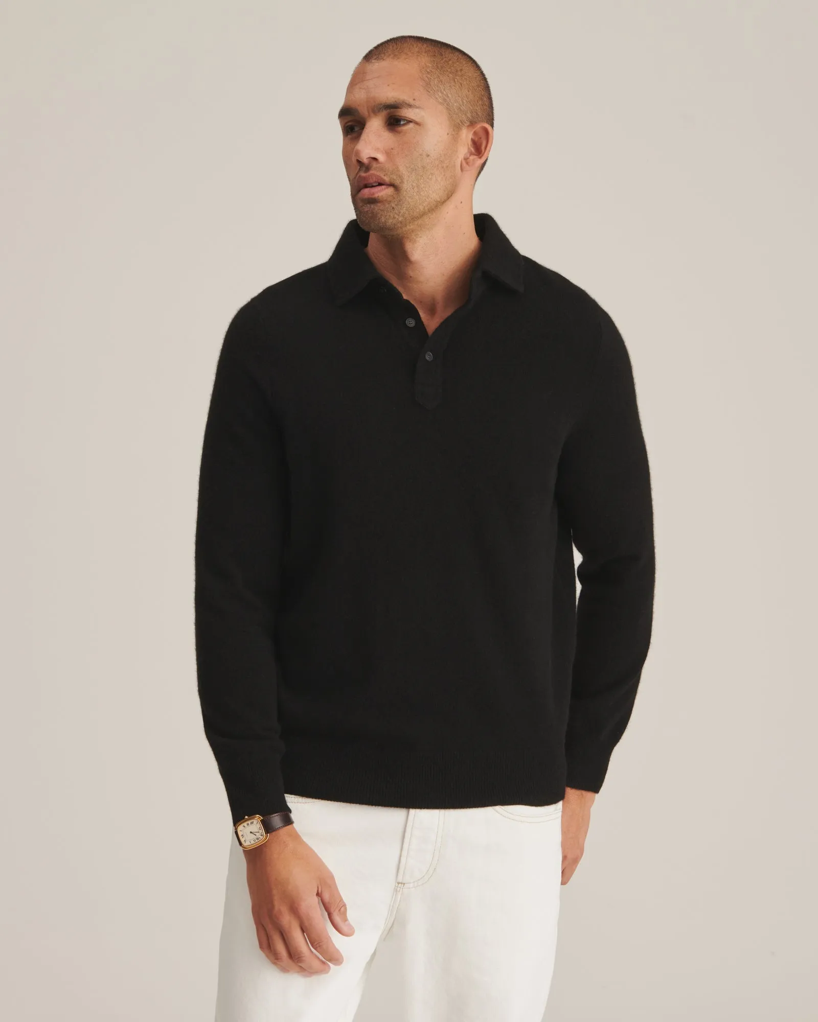 Cashmere Long Sleeve Polo