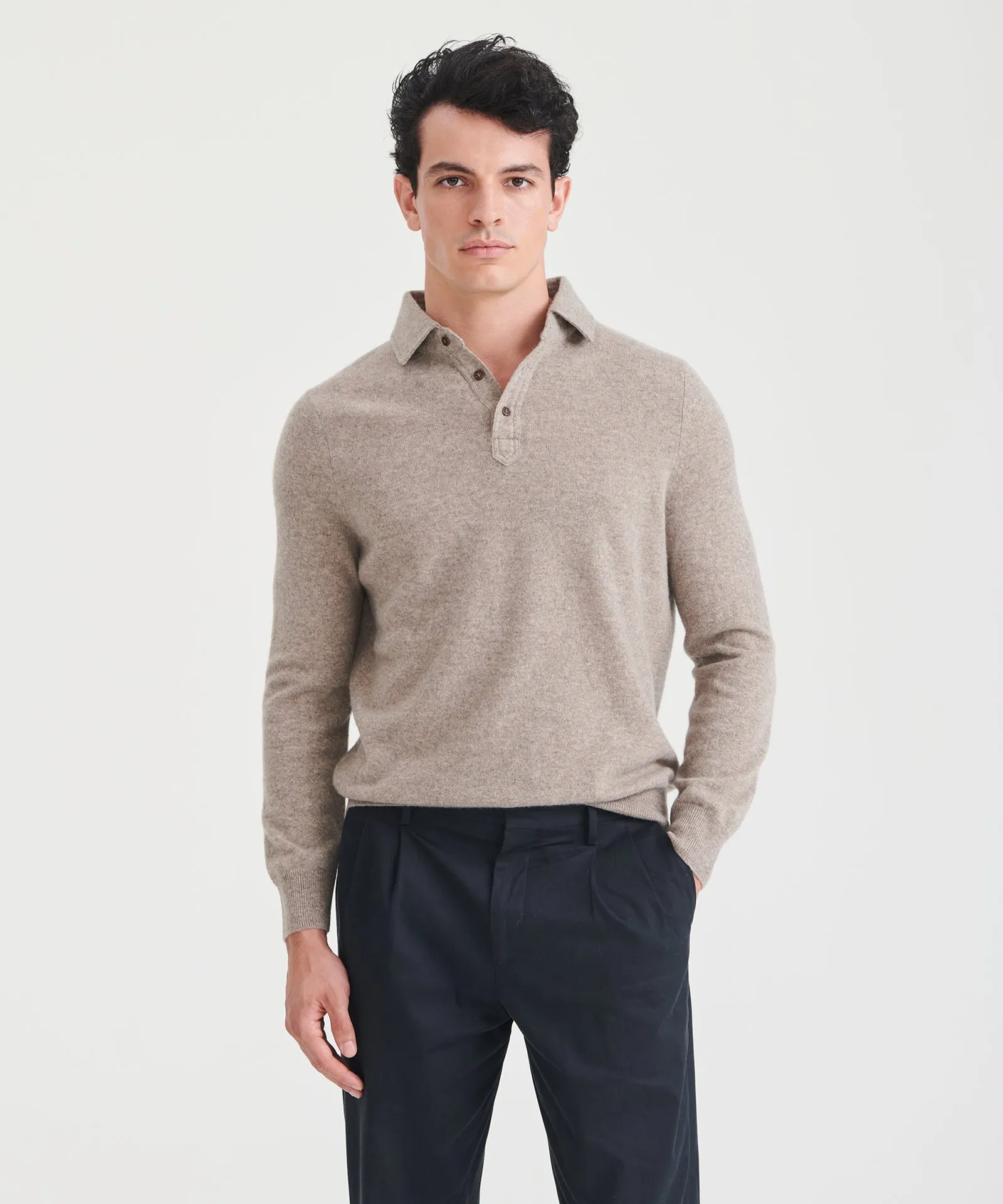 Cashmere Long Sleeve Polo