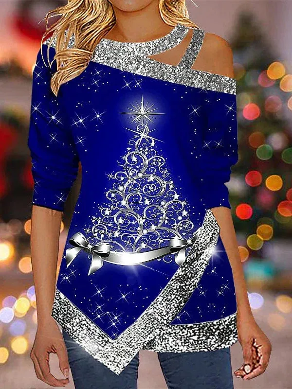 Reindeer Snowflake Print Long Sleeve Women's Shirt