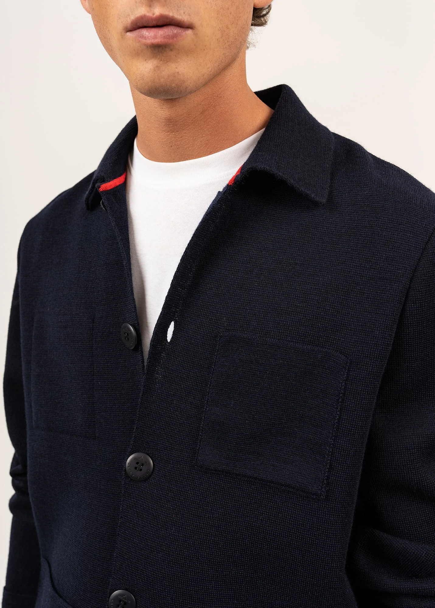 CORK II - Ponte Knit Wool Jacket With Buttons for Men (NAVY)