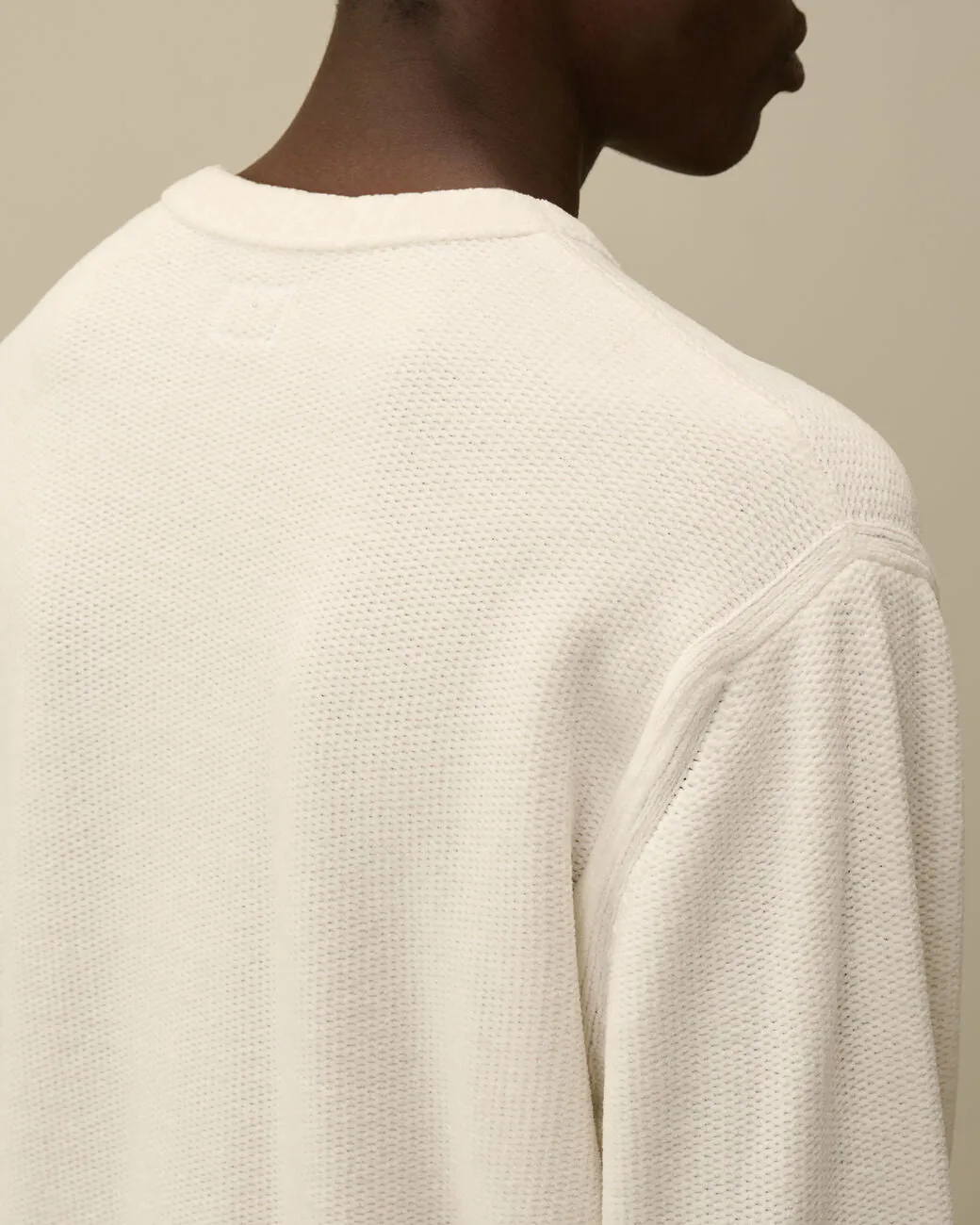 Cotton Chenille Crewneck Knit Gauze White