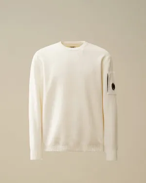 Cotton Chenille Crewneck Knit Gauze White