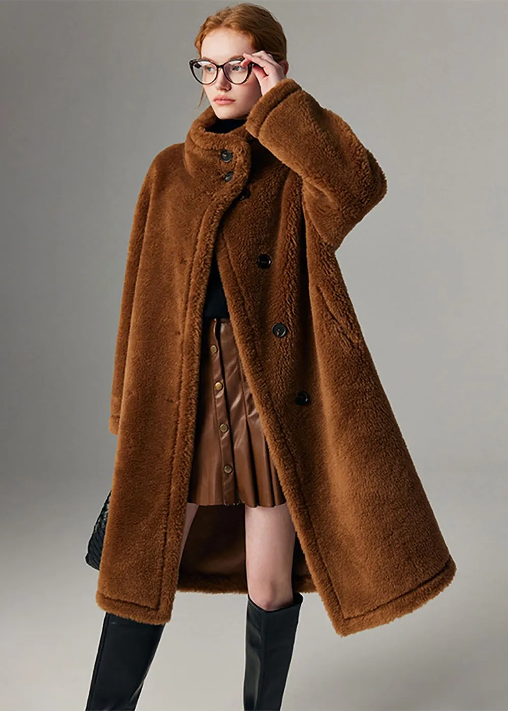 Hazel Wool Fur Single Breasted Teddy Coat