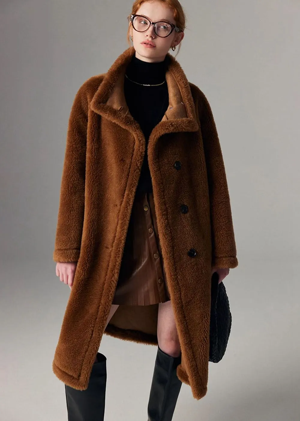 Hazel Wool Fur Single Breasted Teddy Coat