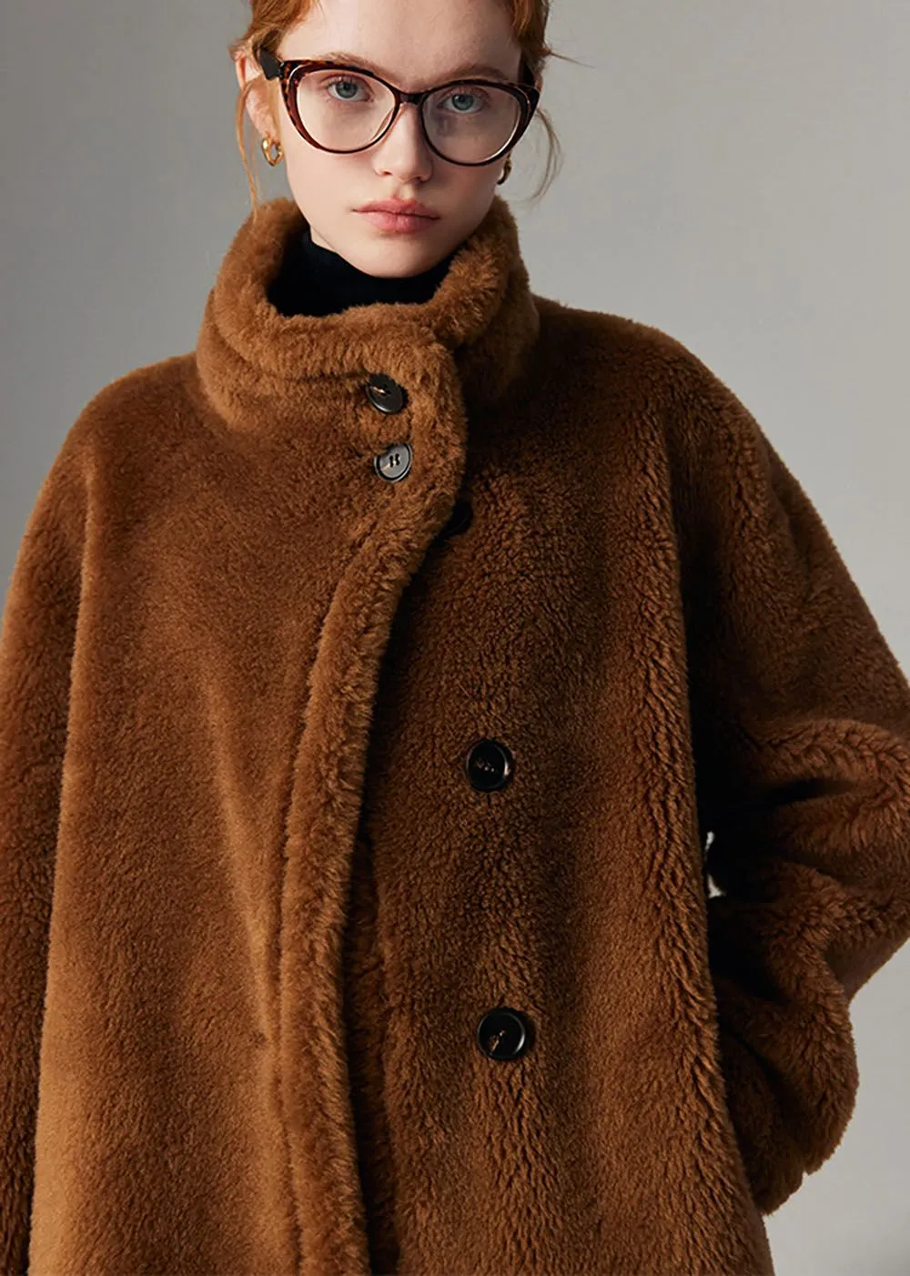 Hazel Wool Fur Single Breasted Teddy Coat