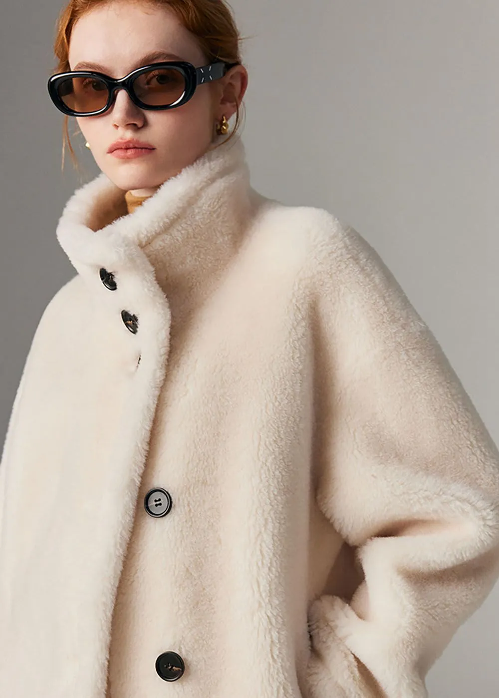 Hazel Wool Fur Single Breasted Teddy Coat