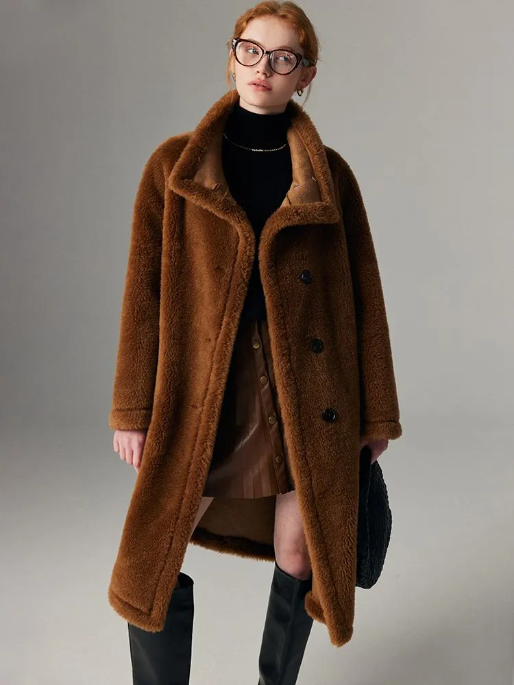 Hazel Wool Fur Single Breasted Teddy Coat