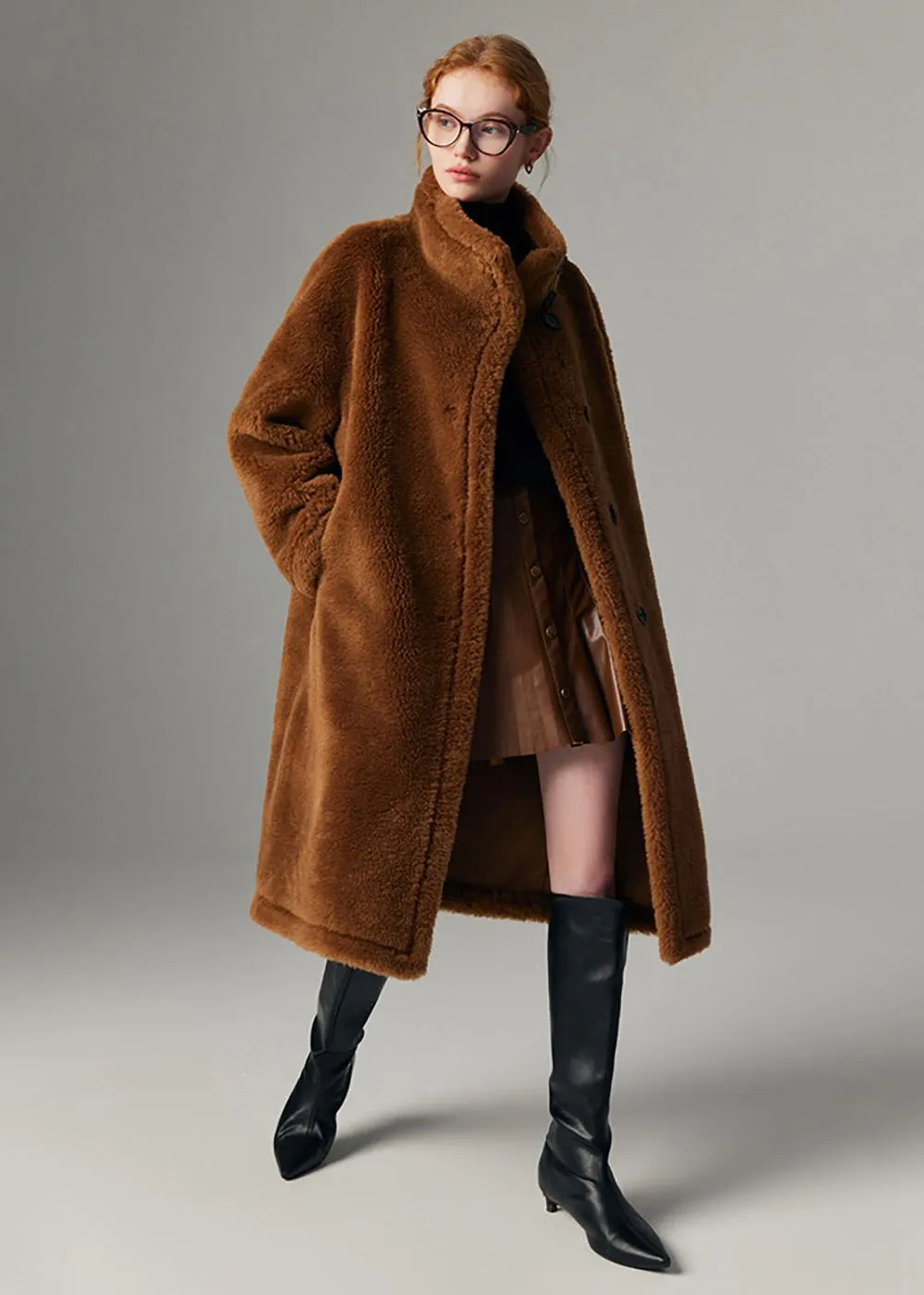 Hazel Wool Fur Single Breasted Teddy Coat