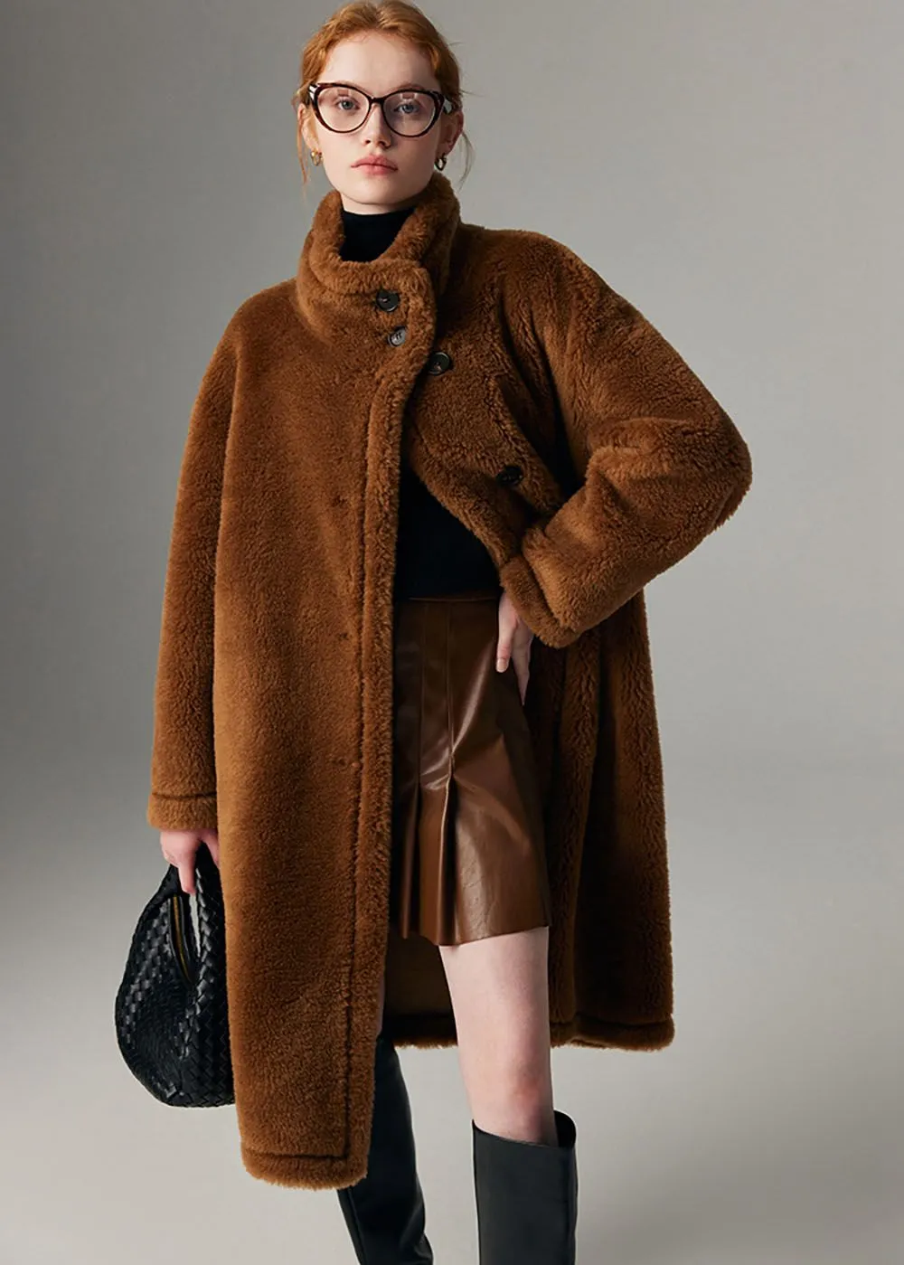 Hazel Wool Fur Single Breasted Teddy Coat