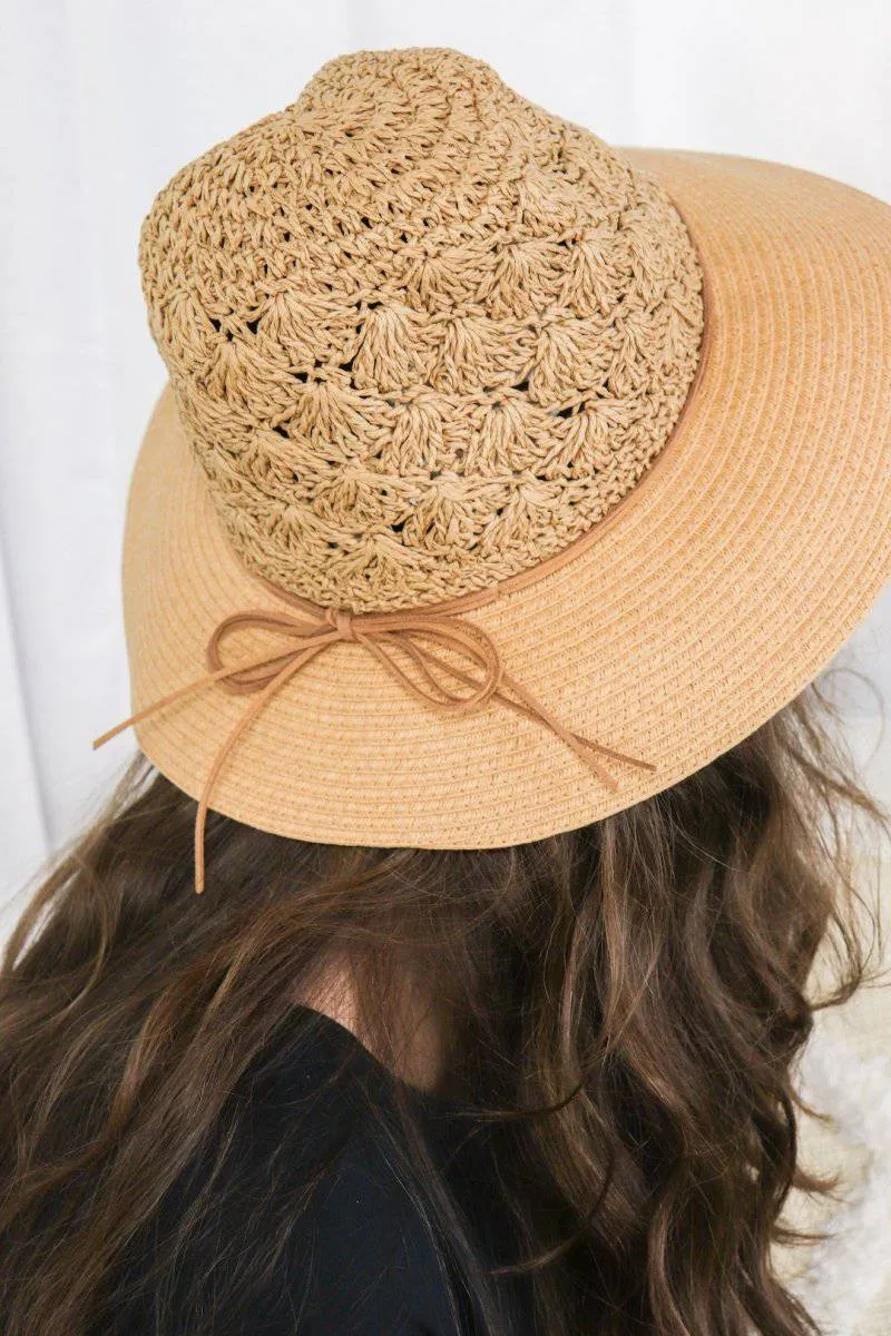 Dark Sand Crochet Straw Hat