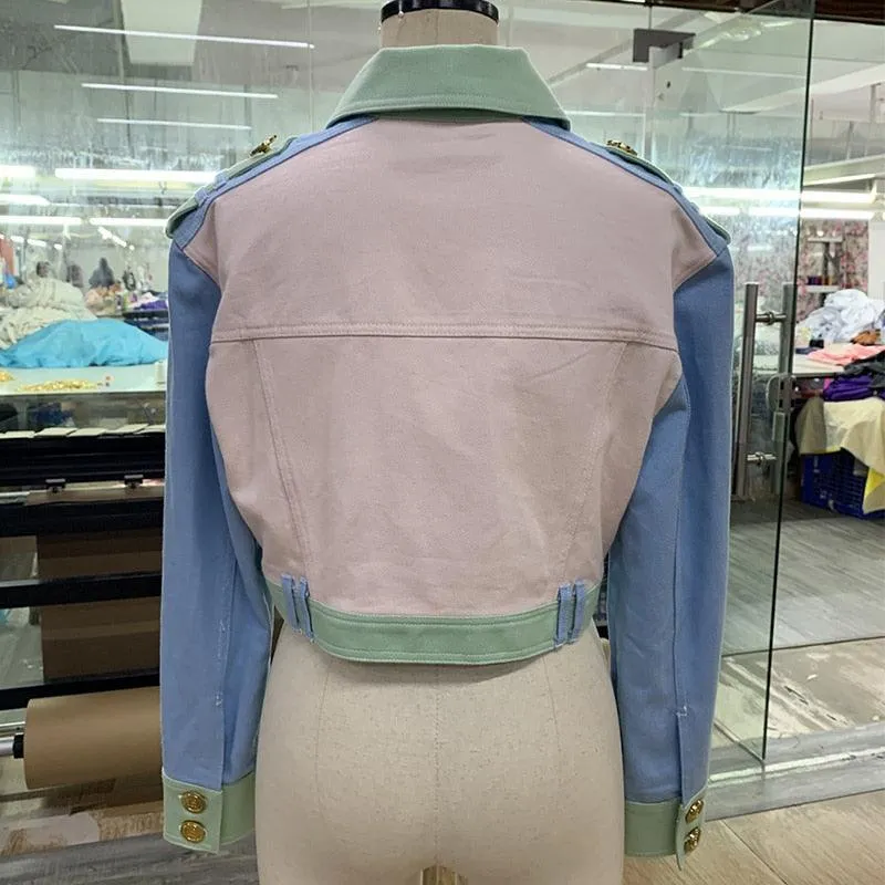 Patchwork Crop Denim Jacket