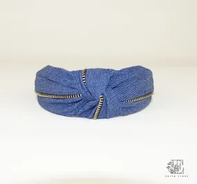 denim zipper headband