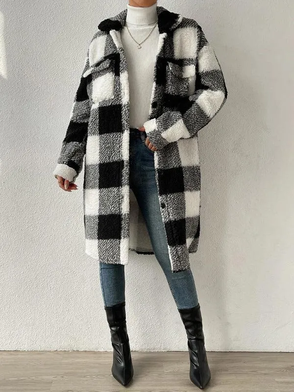 Loose Plaid Women Winter Coat