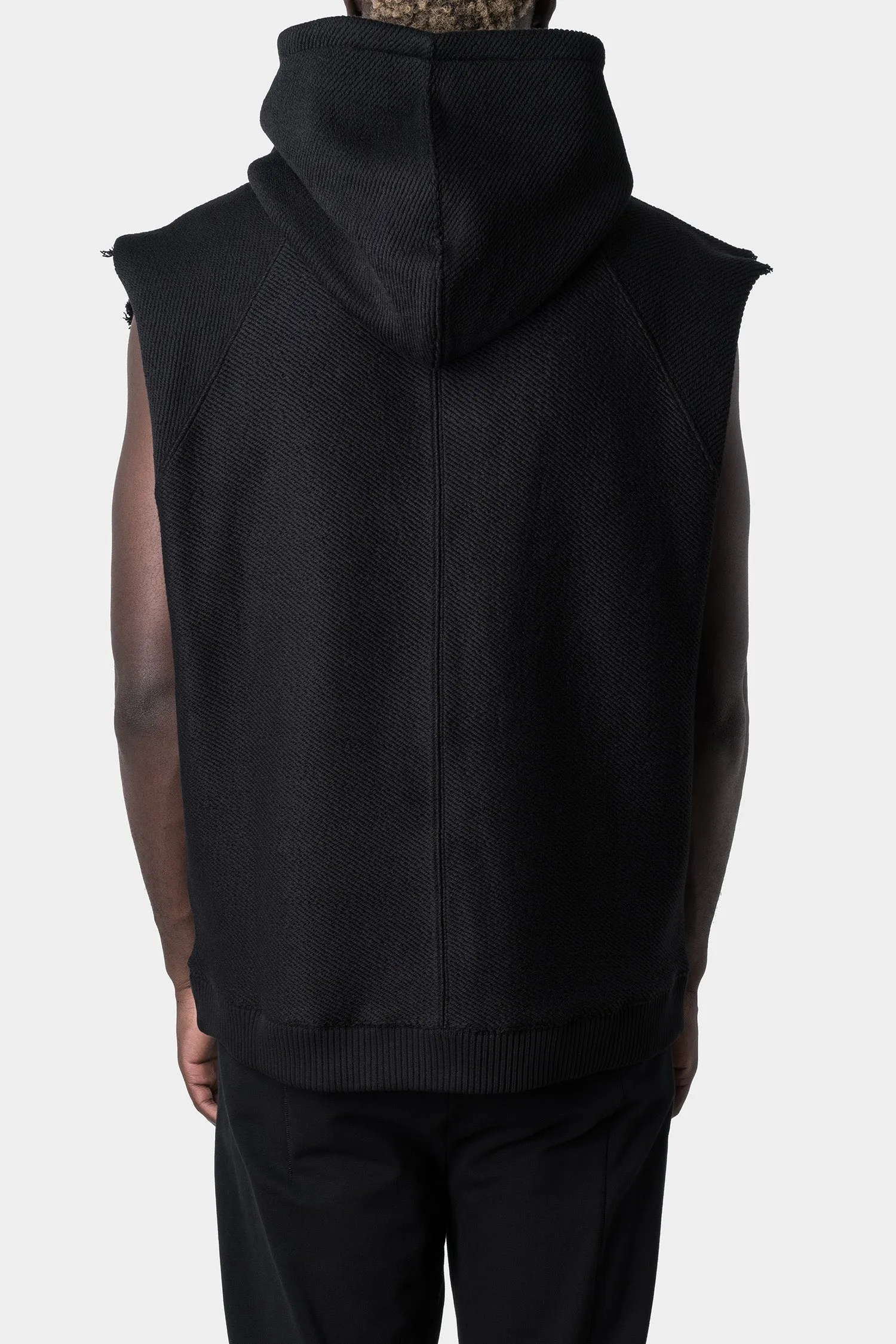 Oversized sleeveless hood sweater