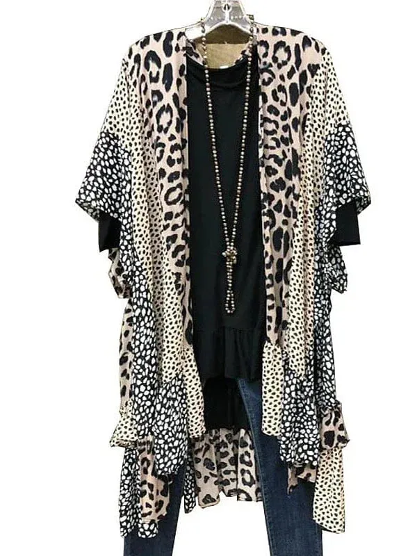 Leopard Print Long Sleeve Plus Size Coat for Women - Comfort and Durability for Spring and Fall Casual Wear