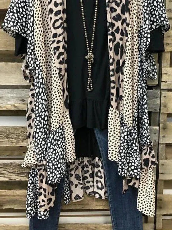 Leopard Print Long Sleeve Plus Size Coat for Women - Comfort and Durability for Spring and Fall Casual Wear