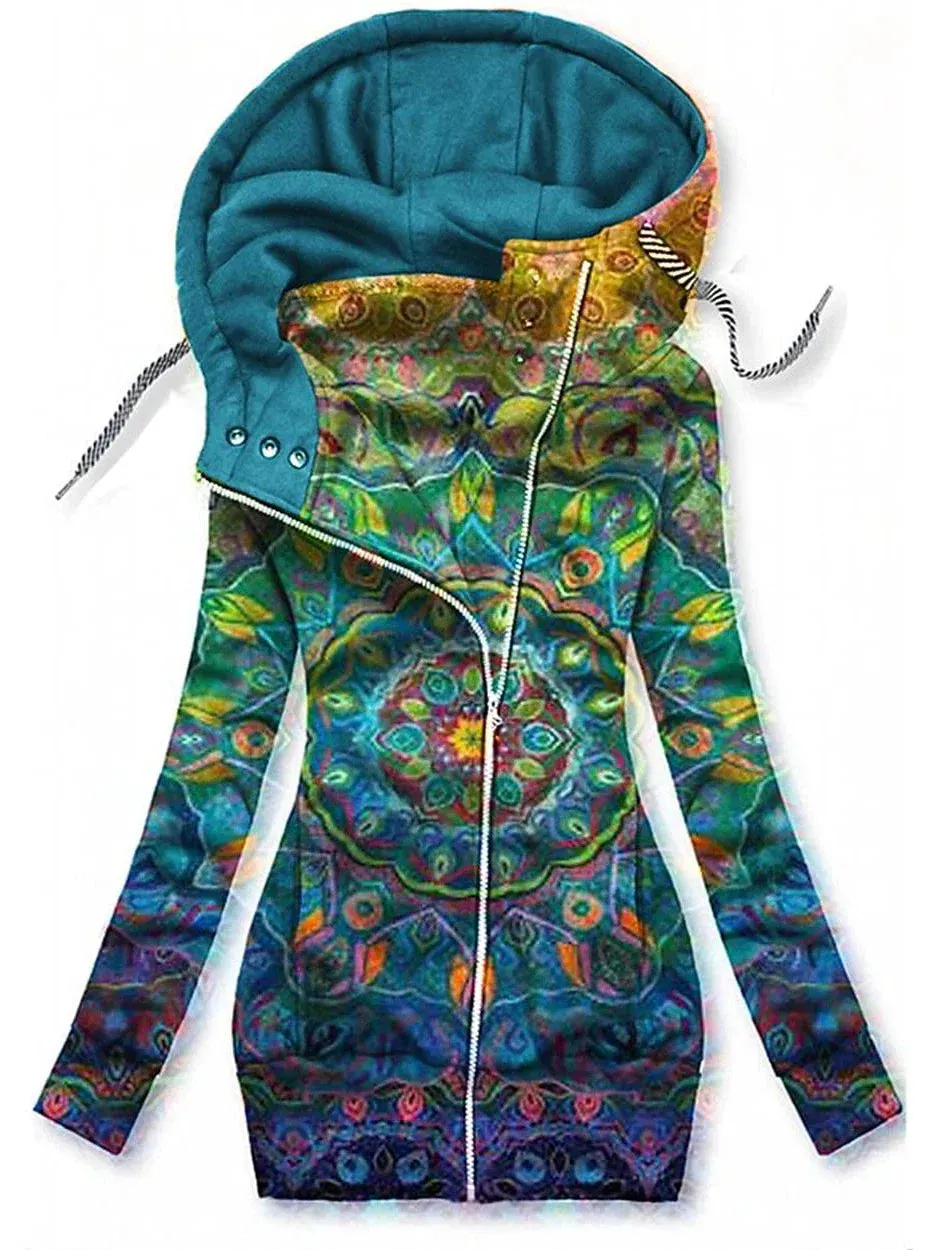 Floral Butterfly Zip Up Hoodie for Women