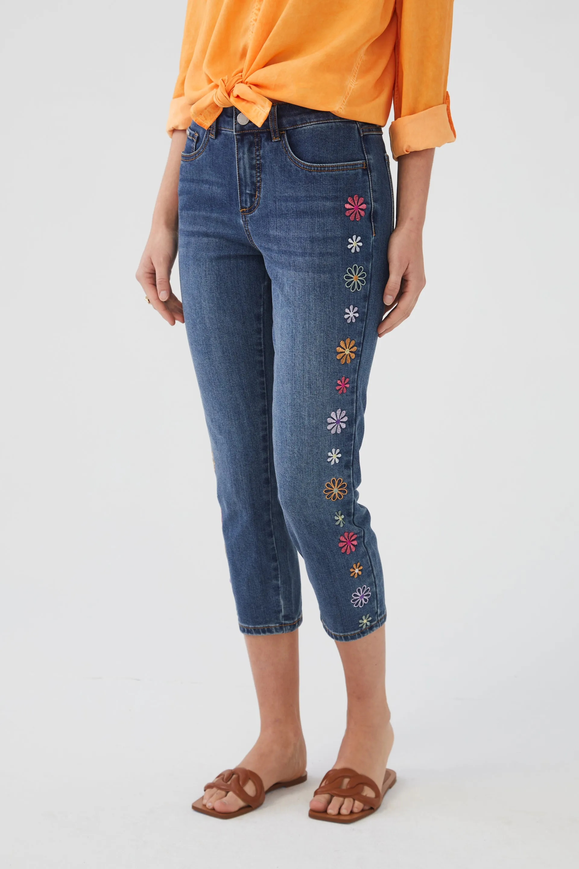 FDJ Olivia pencil crop jeans 2390779, embroidered