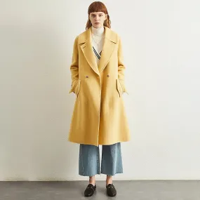 Fern Yellow Two Button Midi Wool Coat