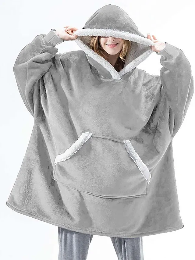 Cozy Cat Meow Fleece Pajama Set with Hoodie for Ladies