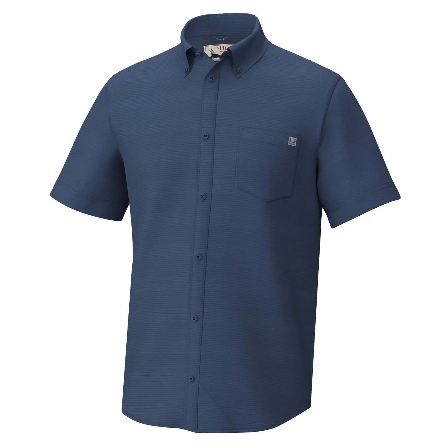 'Huk' Men's Kona Cross Dye Stretch Button Down - Sargasso Sea