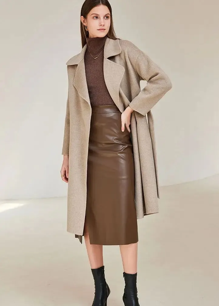 Camille Belted Thigh Length Wool Coat